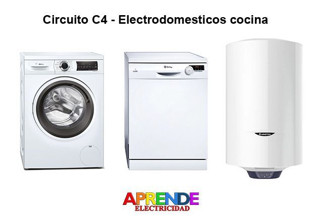 Instalar termo eléctrico C4 Circuito de lavadora, lavavajillas y termo eléctrico
